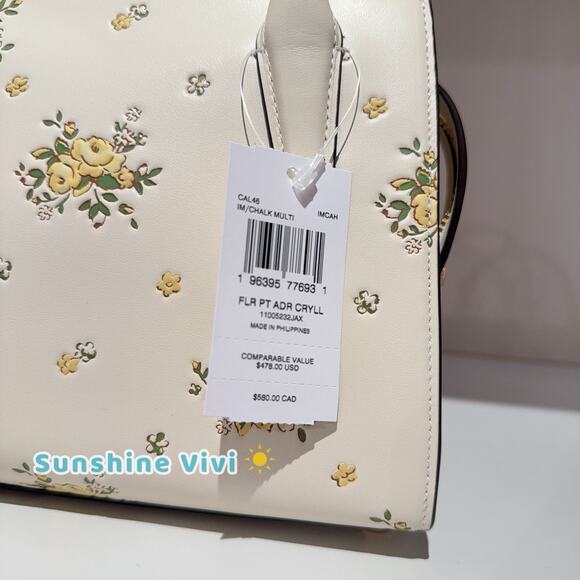 NWT COACH Andrea Carryall Bag With Floral Print CAL46 Gold/Chalk Multi - Picture 4 of 16